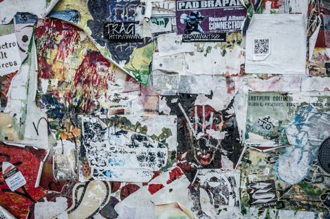 gritty scrap wall in dirty bathroom