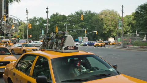 taxicab line at Columbus Circle - taxi stand in Manhattan NYC