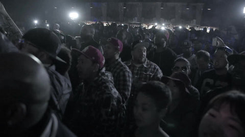 crowd watching hip hop show - fans cheering in slow motion