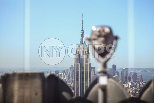 observation deck viewer of Manhattan cityscape Empire State Building view New York City