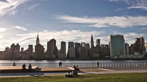 Midtown Manhattan skyline view with United Nations Building from Long Island City Park in New York
