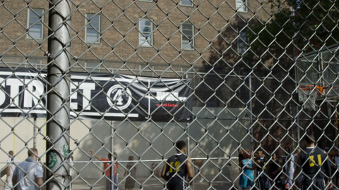 warmup layup at basketball at West 4th Street courts in Greenwich Village - slow motion 4K in Manhattan NYC
