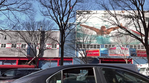 Chelsea Piers - passing cars on West Side Highway cars Manhattan New York City NYC