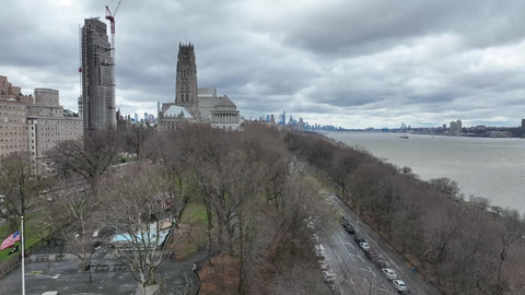 aerial Riverside Drive upper west side Manhattan NYC