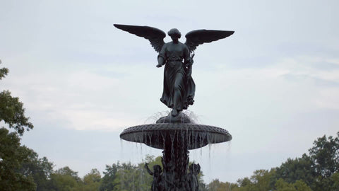 Bethesda Statue - sculpture in Central Park with water falling in NYC