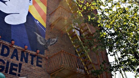 Notorious B.I.G. mural in Fort Green Brooklyn - Comandante Biggie Smalls painting on building in 4K NYC