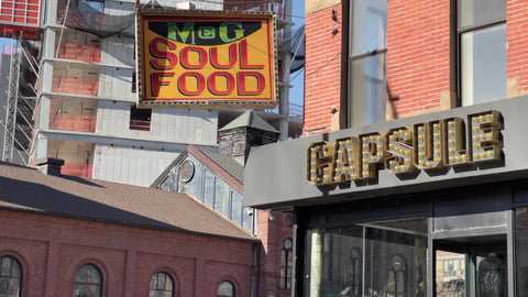 M&G Soul Food sign in Harlem New York City NYC