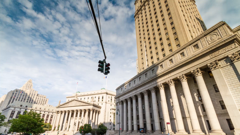 Foley Square courthouse in Downtown Manhattan - 4K timelapse during day in NYC