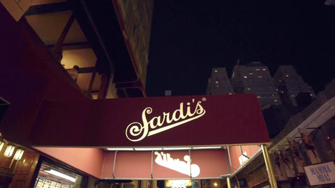 famous Sardi's restaurant exterior awning - canopy at night in NYC
