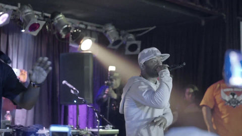 Prodigy of Mobb Deep onstage at rap show in slow motion