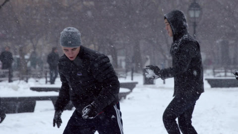 Snowball fight in Washington Square Park