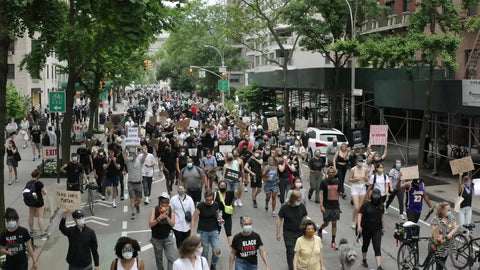 Black Lives Matter signs people marching New York City NYC