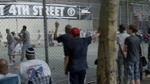 jump shot at basketball court at West 4th Street in Greenwich Village - slow motion 4K in Manhattan NYC