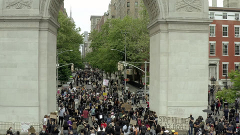 crowded Washington Square Park up 5th Ave Black Lives Matter protest New Yo