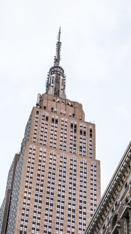Empire State Building close-up on cloudy day