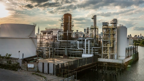 industrial factory in Brooklyn - East River water