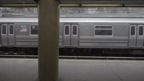 Church Avenue subway stop in Brooklyn - elevated B train station with people on platform in 1080 HD in NYC