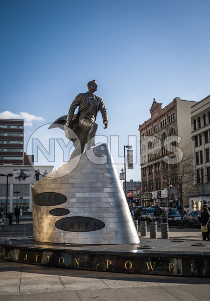 Adam Clayton Powell Jr. statue in Harlem New York City NYC