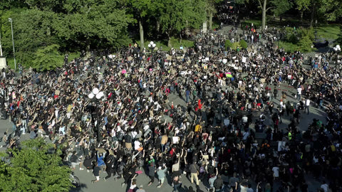 protestors fly over demonstration peaceful protest in NYC