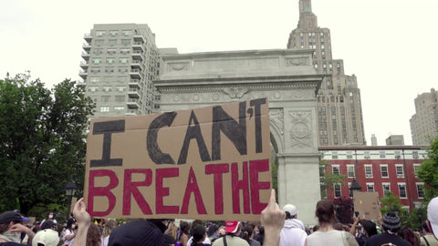 I can't breathe sign at Eric Garner George Floyd protest rally for Black Lives Matter in New York City NYC