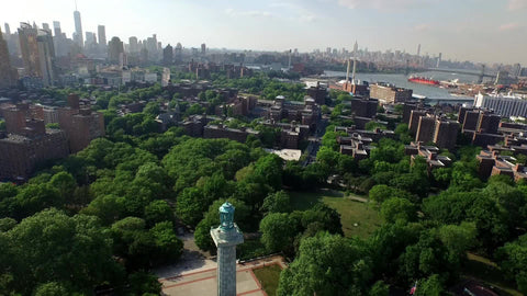 Aerial of Prison Ships Martyrs' Monument at Fort Greene Park in Brooklyn