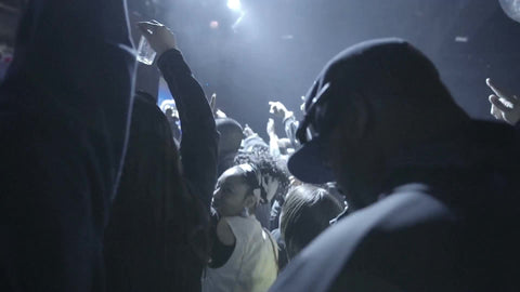 crazy hip hop crowd cheering - watching music concert, fans standing