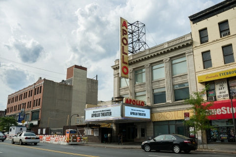 Apollo Theater in Harlem on 125th Street on beautiful day in Uptown Manhattan NYC