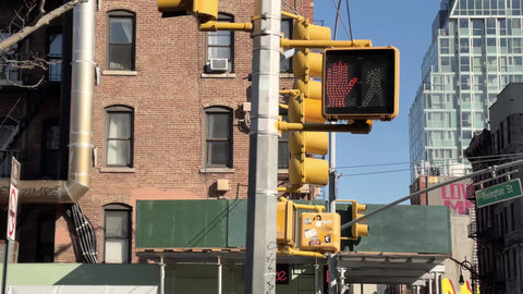 driving past Lower East Side neighborhood buildings murals art graffiti in LES Manhattan Downtown New York City NYC