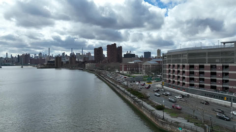 cars driving on FDR drive in East Harlem New York City