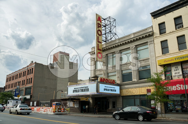 Apollo Theater in Harlem on 125th Street on beautiful day in Uptown Manhattan NYC
