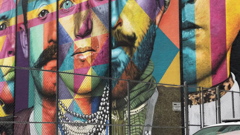 colorful mural on City-As School in West Village Downtown Manhattan New York City NYC