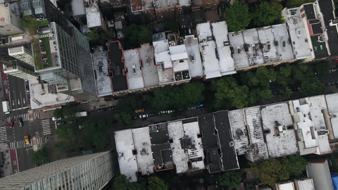 overhead buildings city rooftops Manhattan New York City NYC